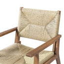 5-Piece Outdoor Dining Set: Teak Finish Round Acacia Wood Table & 4 Wicker Armchairs by HouseOfZazla