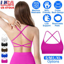 Cross Back Padded Sports Bra with Removable Pads by LJGDeals