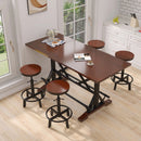 5-Piece Dining Table Set, 59" Wooden Sofa Side Table with Stabilizing Base, Rustic Brown Industrial Adjustable Height Chairs, Modern Bar Table and Chairs for Living Room, Dining Room, and Space Saving