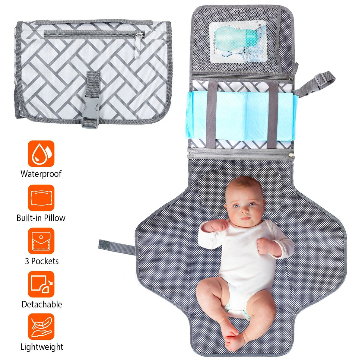 Foldable Baby Diaper Changing Pad Portable Diaper Changing Station Waterproof Nappy Changing Travel Mat, photo 3 of 8
