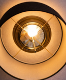 Moderne Flush Mount Conversion Kit 18"w Chocolate Burlap Shallow Drum Lampshade by LampsUSA