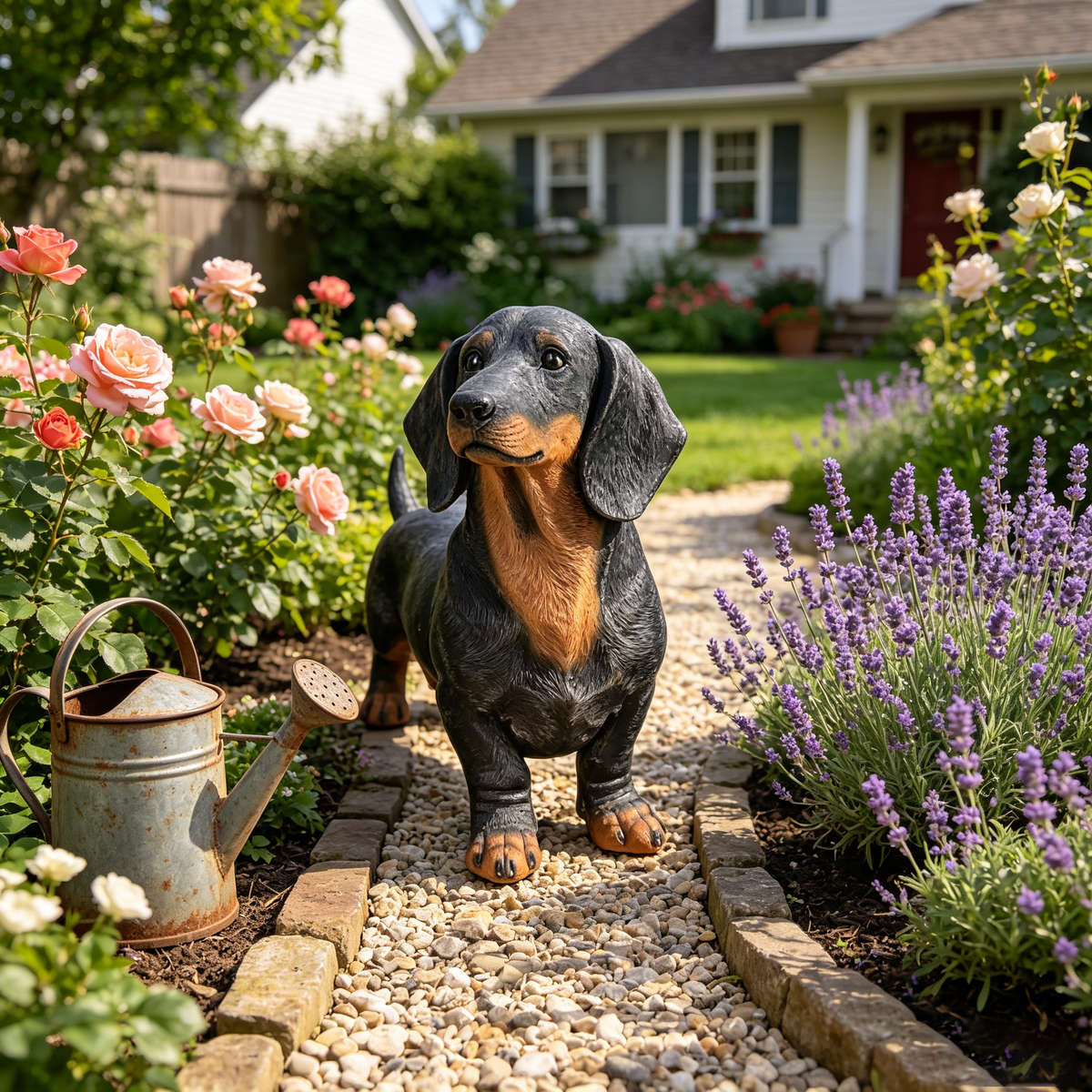 26" Black and Tan Dachshund Statue, photo 7 of 10