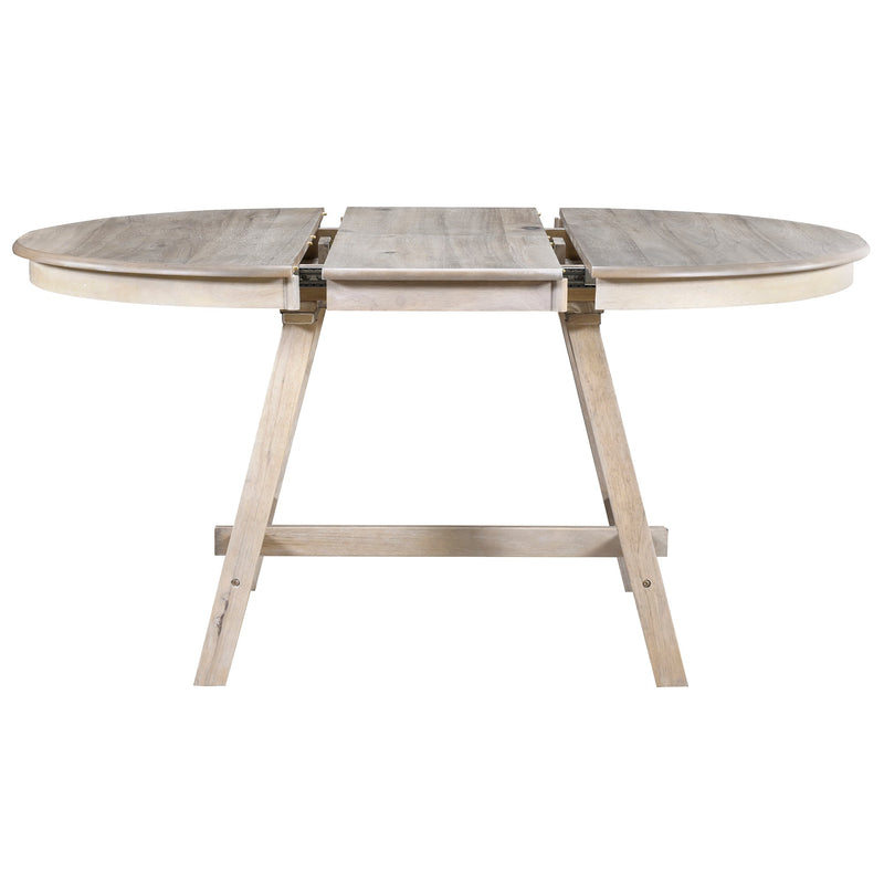 5-Piece Wood Dining Table Set Round Extendable Dining Table with 4 Dining Chairs, Dining Room Table Set for 4 person for Dining Room (Natural Wood Wash)