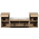 Entryway Storage Bench With Cushion, Drawers & Open Shelves by HouseOfZazla
