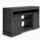 Farmhouse TV Stand With Sliding Barn Doors & Adjustable Storage