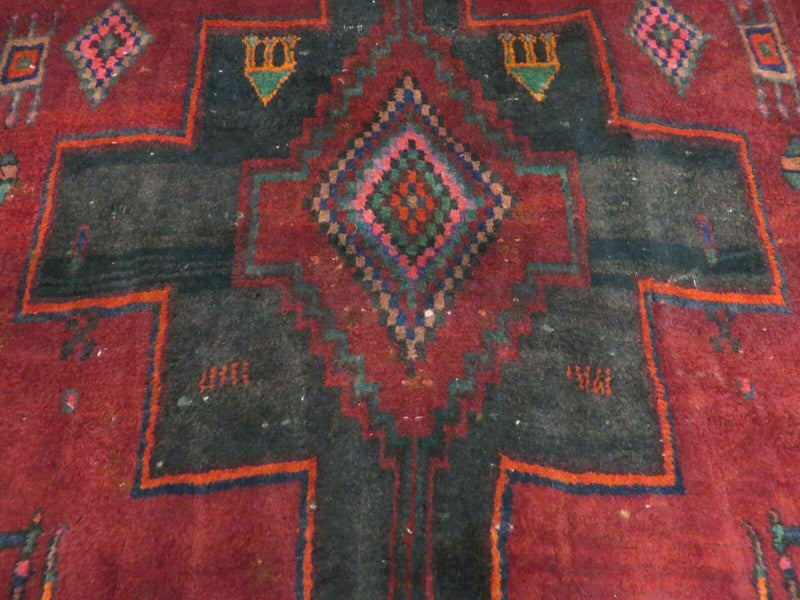 4' X 8' Antique Handmade India Geometric Oriental Wool Rug Veg Dyes Nice
