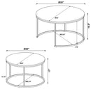 Lainey 2-piece Round Faux Marble Nesting Coffee Table Grey