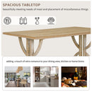 6-Piece Retro Rectangular Dining Table Set, Table with Unique Legs and 4 Upholstered Chairs & 1 Bench for Dining Room and Kitchen (Natural Wood Wash)
