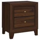 Anza - 2 Drawer Nightstand Bedside Table With Smooth Storage - Walnut by HouseOfZazla
