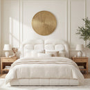 Queen Size Boucle Upholstered Platform Bed with Tufted Headboard