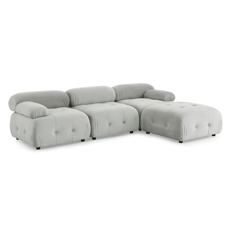 Walker Edison - Modular Sectional Sofa, Button Tufted Designed and DIY Combination,L Shaped Couch with Reversible Ottoman, Grey Velvet