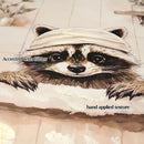 Raccoon Bathroom Canvas Wall Art, Framed - Black / Ivory by HouseOfZazla