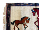 3.5 X 5 Handmade Hand-Knotted Quality Wool Pictorial Brown Horses Animal Rug