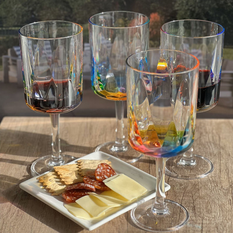 Leadingware Rainbow Diamond Plastic Wine Glasses (Set of 4), Unbreakable Bpa Free Acrylic, 16Oz - Clear, photo 5 of 9