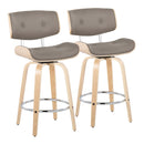 Lombardi - Mid Century Modern Fixed Height Counter Stool With Swivel With Round Footrest (Set of 2) by HouseOfZazla