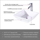 Square Bathroom Vessel Sink - White Porcelain Counter Bowl For Bathroom Vanity - White by HouseOfZazla