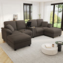Modern U-Shaped Sectional Sofa With Storage Ottomans by HouseOfZazla