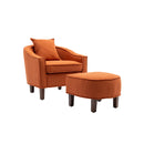 Accent Chair with Ottoman, Mid Century Modern Barrel Chair Upholstered Club Tub Round Arms Chair for Living Room
