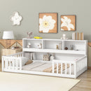 Floor Bed With Bedside Bookcase, Shelves, Guardrails by HouseOfZazla