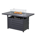 Rectangular Propane Fire Pit Table With Burner, Lava Rock, Waterproof Cover by HouseOfZazla