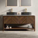 Indigo 60" Bathroom Vanity with Sintered Stone Countertop and Vessel Sink by HouseOfZazla