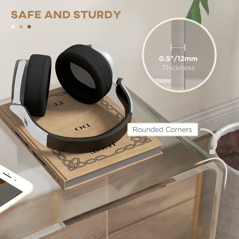 21" Long Rectangle All Acrylic 15mm Thick Waterfall Coffee Table, Clear