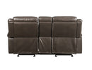 Lydia - Leather Aire Motion Loveseat With USB Console - Brown by HouseOfZazla