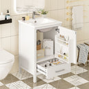 Bathroom Vanity With Ceramic Sink, Soft Close Drawers, Door Organizer, Divider Drawer, Adjustable Foot Pads by HouseOfZazla