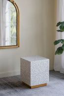 14x14x18" Square Accent Stool with Capiz Shell Finish