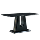 A modern, minimalist, and luxurious table. A black imitation marble tabletop with MDF U-shaped legs. Dining table, computer table. For restaurants and living rooms 63" x 35.4"x 30" F-U