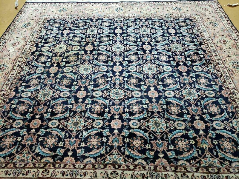 6' X 6' Gorgeous Handmade India Floral Oriental Wool Rug Square Blue Carpet Wow