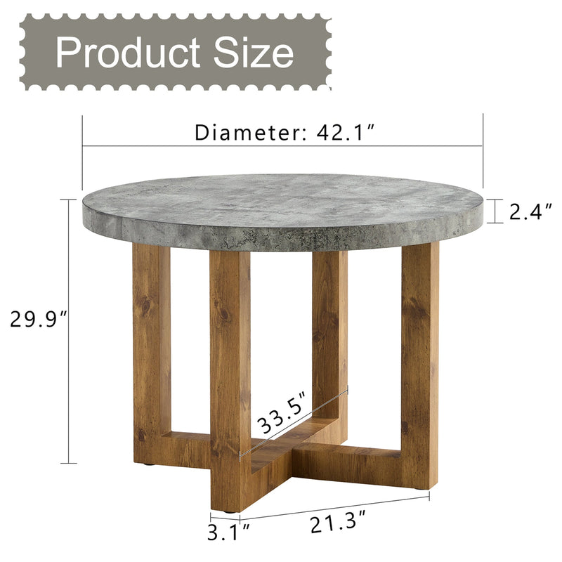 A modern and practical circular dining table. Made of MDF tabletop and wooden MDF table legs. Suitable for living room and bedroom. 42 inches x 42 inches x 30 inches