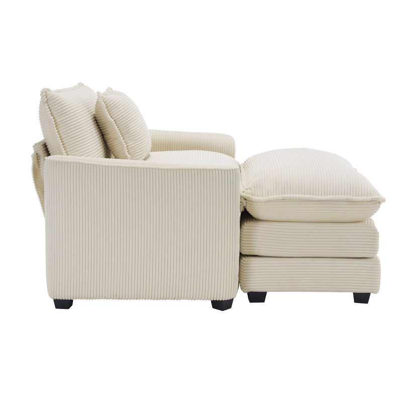 Walker Edison | Corduroy Deep Seat Cloud Accent Chair with Ottoman Set