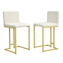25.8" Counter Height Bar Stools Set of 2, Mid-Century Modern Gold Counter Height Bar Stools with Back