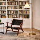 Majestic - Ring Base Curved Floor Lamp With Triangle Drum Shade - Gold / White by Unique Piece Furniture