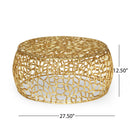 Modern Glam Mesh Coffee Table with Gold Accents and Aluminum Frame