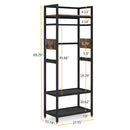 Rack With Hanging Rod, 4 Hooks, Heavy Duty Freestanding Closet Organizer - Brown / Black by HouseOfZazla