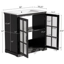 Modern Bathroom Vanity With Ceramic Sink, Tempered Blurred Glass Doors by HouseOfZazla