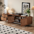 78" TV Stand For TVs Up To 85" Entertainment Center With Deep Drawers & Cable Management, Soft Closing Hinges - Walnut by HouseOfZazla
