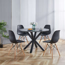 42.1"BLACK Table Mid-century Dining Table for 4-6 people With Round Mdf Table Top, Pedestal Dining Table, End Table Leisure Coffee Table,cross leg