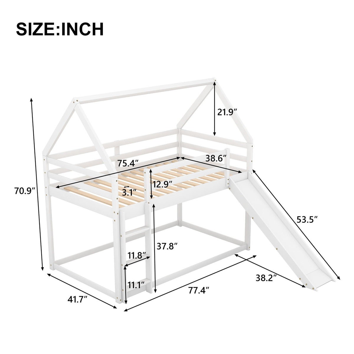 House Shape Bunk Bed With Slide And Ladder, photo 6 of 7