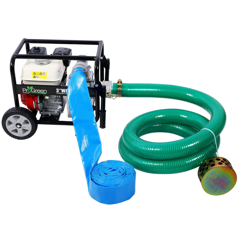 Honda - Gx160 Engine Water Pump 3" 264Gpm With Accessories Kit And Handle Wheel Kit - Black / Red, photo 10 of 18