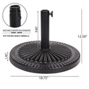 Black Rock Resin Outdoor Umbrella Base with Steel Support in Black Finish