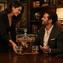 Whiskey Decanter Set - 1250ml Ship & 2 Whiskey Glasses by The Wine Savant