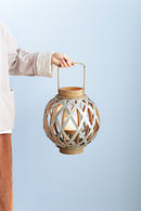 Decorative Lantern With Handle, Wooden Lantern For Indoor Outdoor, Home Garden, Wedding - Silver