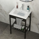 Console Sink With Legs, 24" X 18", Durable Porcela With Frame - White / Black by HouseOfZazla