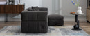 87.7" Sectional Sofa Cozy Teddy Fleece Fabric Sectional Sofa Couch with Two USB Ports a Movable Storage Ottoman and Two Lumbar Pillows for Living Room, Gray