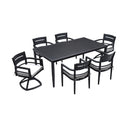 Outdoor Modern Dining Set, Chairs Sunbrella Cushioned And Dining Table With Umbrella Hole by HouseOfZazla