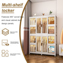 Portable Wardrobe Closet Storage Organizer For Clothes With Magnetic Doors, 12 Cubes & 2 Hanging Rods - White by HouseOfZazla