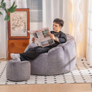 Giant Bean Bag Chair, Oversized Bean Bag Couch for Adults and Kids, Faux Fur Shell-Shaped Large Bean Bag Chair with Filler, Stuffed Big Accent Sofa Chair Floor Sofa for Gaming, Reading